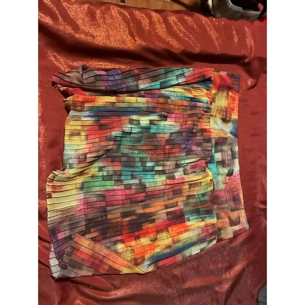 Lane Bryant Skirt Womens 14/16 Pleated Multicolor Lined Polyester Midi Flowy